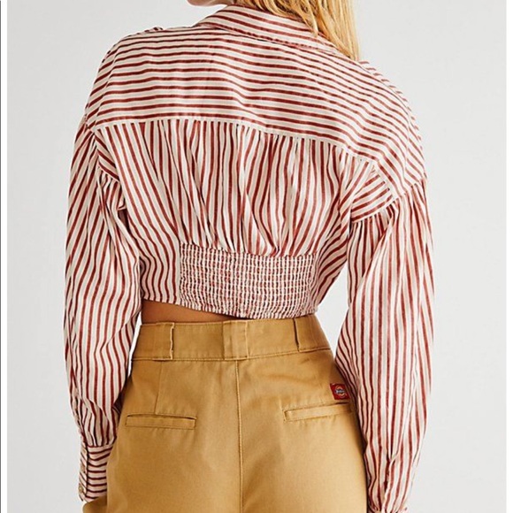 Free People Ophelia Corset Buttondown Red Rust - Picture 3 of 8
